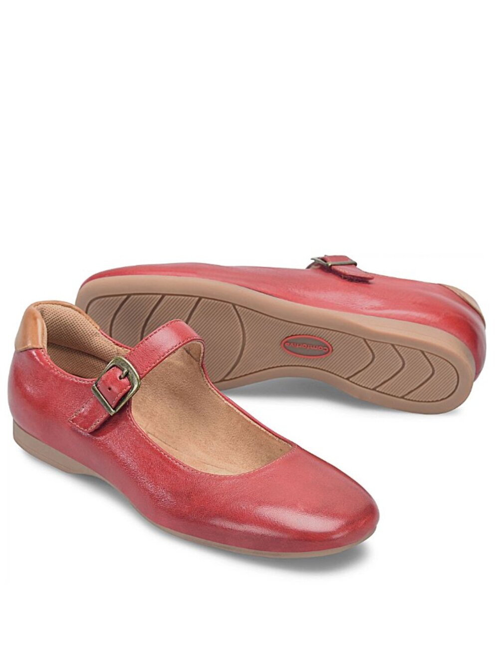 Comfortiva Kaylee Mary Jane Shoes - Leather -Cherry Red-